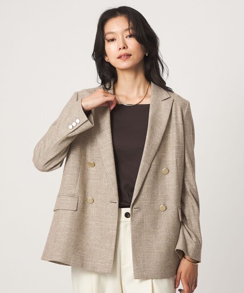 green label relaxing（グリーンレーベルリラクシング）の「［size SHORTあり］スラブ ダブルジャケット（テーラードジャケット・レディース・ベージュ/ダークブラウン/ネイビー・38/36/SHORT/40）」の21枚目の写真