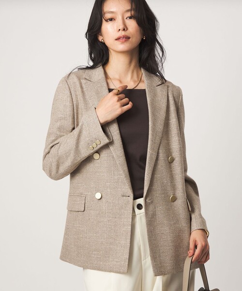 green label relaxing（グリーンレーベルリラクシング）の「［size SHORTあり］スラブ ダブルジャケット（テーラードジャケット・レディース・ベージュ/ダークブラウン/ネイビー・38/36/SHORT/40）」の22枚目の写真