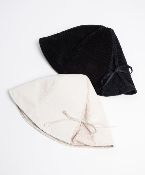 styles(スタイルス)の「Corduroy Ribbon Tulip Hat(ハット・レディース・ブラック/オフホワイト・ONE SIZE)」の9枚目の写真