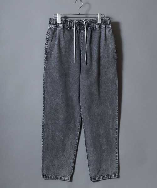 ANPAS(アンパス)の「Chemical-Washed Denim Chef Pants / ケミカルウォッシュデニム シェフパンツ ワイドテーパードパンツ ウエストゴム 前閉じ メンズ レディース ユニセックス ボトムス イージーパンツ 綿 コットン(デニムパンツ・メンズ・ブルー/ブラック・M/L/XL)」の3枚目の写真