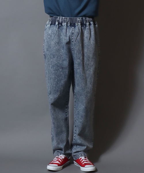 ANPAS(アンパス)の「Chemical-Washed Denim Chef Pants / ケミカルウォッシュデニム シェフパンツ ワイドテーパードパンツ ウエストゴム 前閉じ メンズ レディース ユニセックス ボトムス イージーパンツ 綿 コットン(デニムパンツ・メンズ・ブルー/ブラック・M/L/XL)」の19枚目の写真