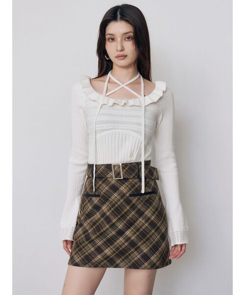 MURUA（ムルーア）の「フリルレースニットトップス　秋服　冬服（ニット/セーター・レディース・ホワイト/ブラック/ブルー・FREE）」の21枚目の写真