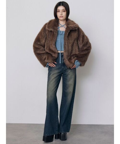 MURUA（ムルーア）の「フリルレースニットトップス　秋服　冬服（ニット/セーター・レディース・ホワイト/ブラック/ブルー・FREE）」の5枚目の写真