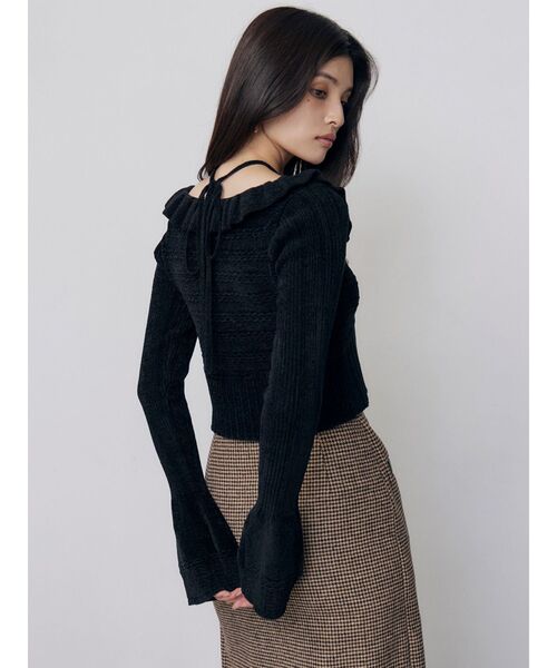 MURUA（ムルーア）の「フリルレースニットトップス　秋服　冬服（ニット/セーター・レディース・ホワイト/ブラック/ブルー・FREE）」の7枚目の写真