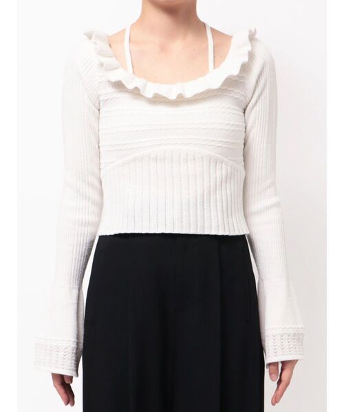 MURUA（ムルーア）の「フリルレースニットトップス　秋服　冬服（ニット/セーター・レディース・ホワイト/ブラック/ブルー・FREE）」の15枚目の写真