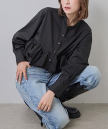 フリルヘム長袖ブラウス