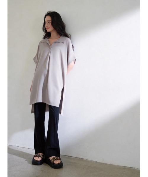 Sew loop(ソーループ)の「ルーズフィットスキッパーカラーチュニックトップ(シャツ/ブラウス・レディース・ホワイト/グレー/ブラック・FREE)」の18枚目の写真