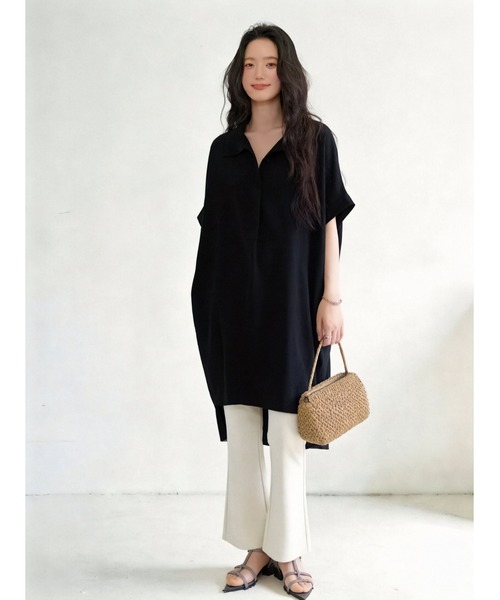 Sew loop(ソーループ)の「ルーズフィットスキッパーカラーチュニックトップ(シャツ/ブラウス・レディース・ホワイト/グレー/ブラック・FREE)」の12枚目の写真