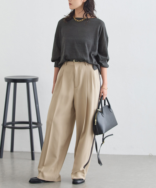journal standard L'essage（ジャーナルスタンダードレサージュ）の「ツイルラインパンツ（その他パンツ・レディース・ベージュ/ネイビー・36/38）」の3枚目の写真