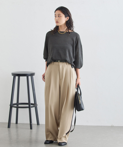 journal standard L'essage（ジャーナルスタンダードレサージュ）の「ツイルラインパンツ（その他パンツ・レディース・ベージュ/ネイビー・36/38）」の7枚目の写真