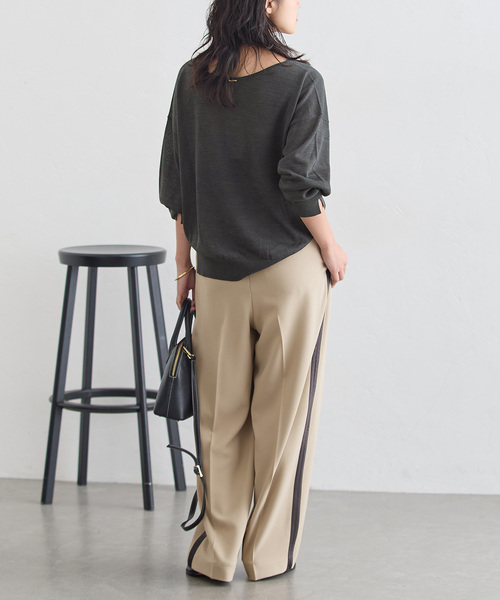 journal standard L'essage（ジャーナルスタンダードレサージュ）の「ツイルラインパンツ（その他パンツ・レディース・ベージュ/ネイビー・36/38）」の9枚目の写真