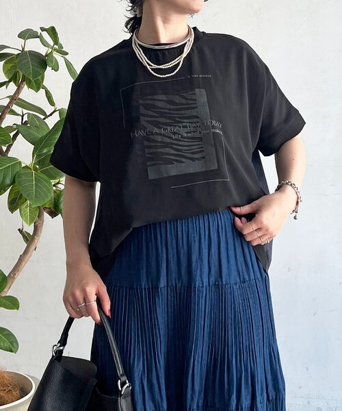 un dix cors(アンディコール)の「バイカラーレイヤードプルオーバー(Tシャツ/カットソー・レディース・モカ/ブラック/オフホワイト・FREE)」の4枚目の写真