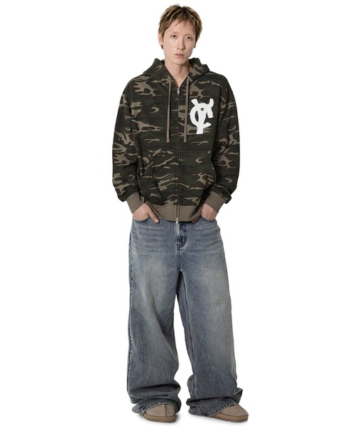 Openyard（オープンヤード）の「『Openyard/オープンヤード』LOGO PATCH HOODIE ZIP UP/迷彩ロゴパッチフーディー（パーカー・メンズ・カモフラージュ・M/L）」の9枚目の写真
