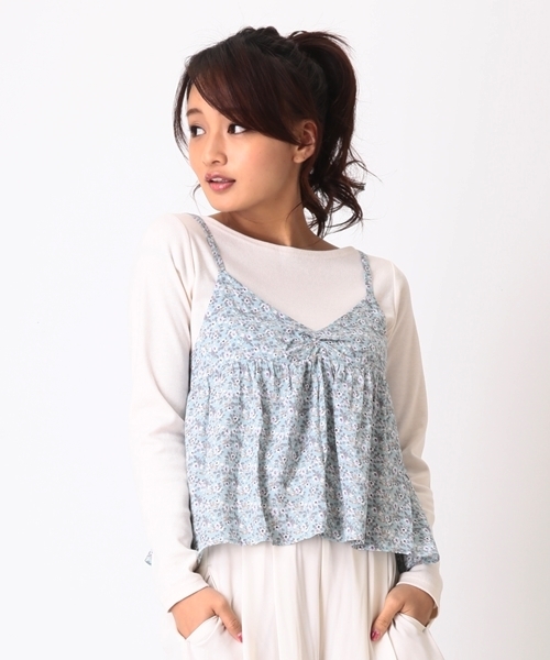 Chico(チコ)の「テレコプルオーバー&キャミソールセット(Tシャツ/カットソー・レディース・アイボリー/モスグリーン/ネイビー/ピンクベージュ・FREE)」の3枚目の写真