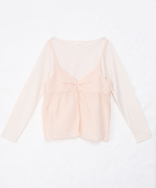 Chico(チコ)の「テレコプルオーバー&キャミソールセット(Tシャツ/カットソー・レディース・アイボリー/モスグリーン/ネイビー/ピンクベージュ・FREE)」の11枚目の写真