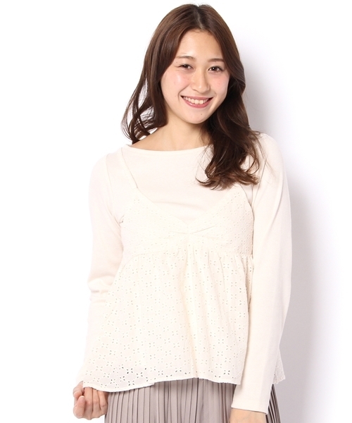 Chico(チコ)の「テレコプルオーバー&キャミソールセット(Tシャツ/カットソー・レディース・アイボリー/モスグリーン/ネイビー/ピンクベージュ・FREE)」の20枚目の写真