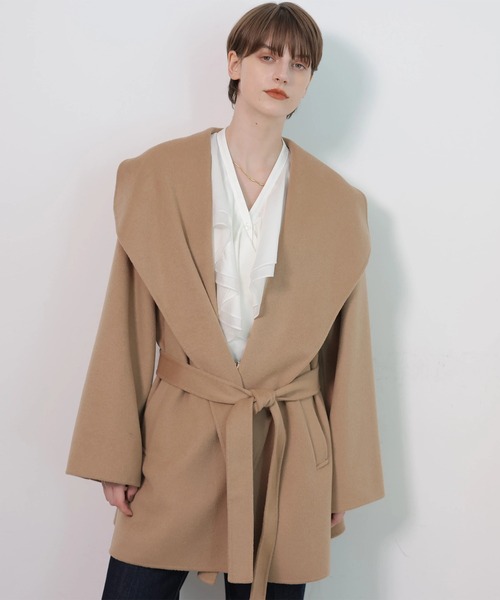 CADUNE(カデュネ)の「ショールカラーダブルフェイスコート(ダウンジャケット/コート・レディース・キャメル/ブラック・36/38)」の9枚目の写真
