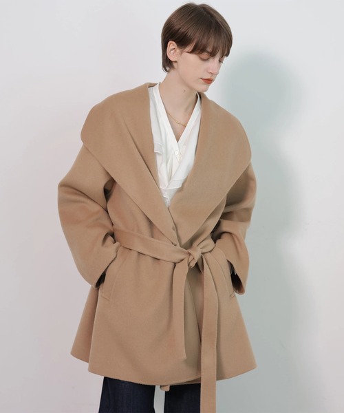 CADUNE(カデュネ)の「ショールカラーダブルフェイスコート(ダウンジャケット/コート・レディース・キャメル/ブラック・36/38)」の8枚目の写真