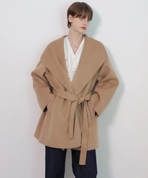 CADUNE(カデュネ)の「ショールカラーダブルフェイスコート(ダウンジャケット/コート・レディース・キャメル/ブラック・36/38)」の7枚目の写真