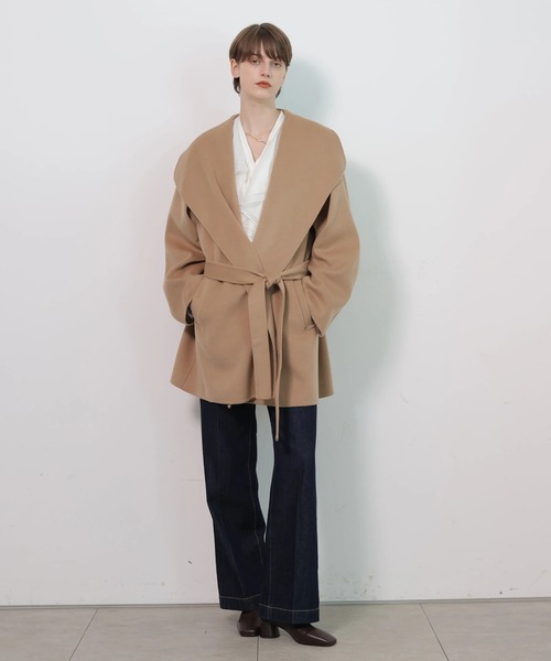 CADUNE(カデュネ)の「ショールカラーダブルフェイスコート(ダウンジャケット/コート・レディース・キャメル/ブラック・36/38)」の5枚目の写真