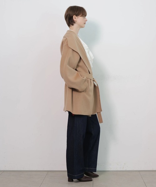 CADUNE(カデュネ)の「ショールカラーダブルフェイスコート(ダウンジャケット/コート・レディース・キャメル/ブラック・36/38)」の3枚目の写真