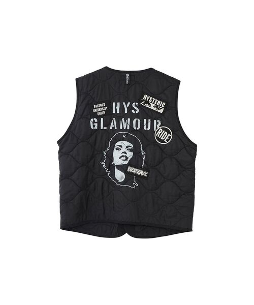 HYSTERIC GLAMOUR(ヒステリックグラマー)の「HYSTERIC REVOLUTION キルティングベスト(ダウンベスト・メンズ・カーキ/ブラック・SMALL/MEDIUM/LARGE/X-LARGE)」の2枚目の写真