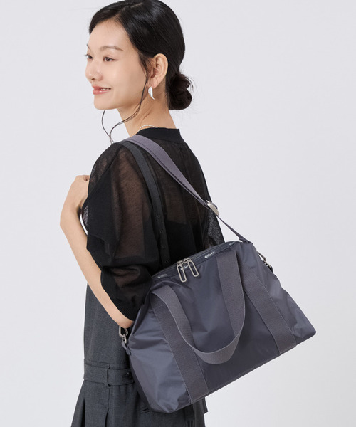 美品★LeSportsac エッセンシャルトートバッグ グレー ESSENTIAL E/W BOWLER TOTE シャドウグレーC（トートバッグ
