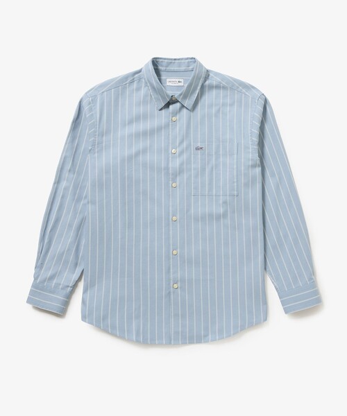 LACOSTE（ラコステ）の「オーバーサイズ ストライプレギュラーカラー 長袖シャツ（シャツ/ブラウス・メンズ・オフホワイト/ライトブルー・38/40/39/41）」の5枚目の写真