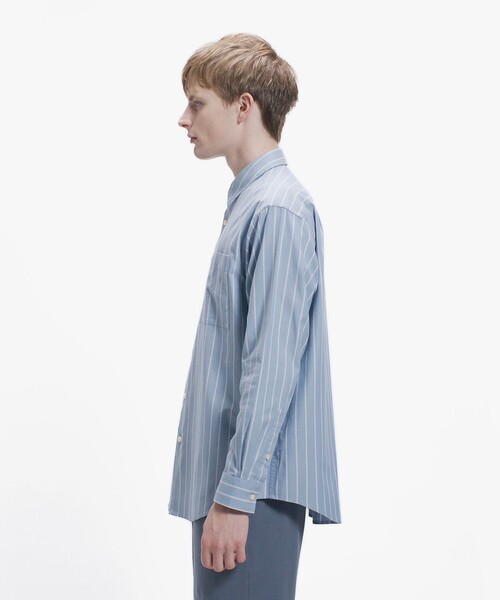 LACOSTE（ラコステ）の「オーバーサイズ ストライプレギュラーカラー 長袖シャツ（シャツ/ブラウス・メンズ・オフホワイト/ライトブルー・38/40/39/41）」の6枚目の写真
