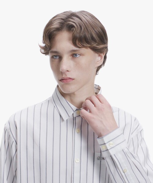 LACOSTE（ラコステ）の「オーバーサイズ ストライプレギュラーカラー 長袖シャツ（シャツ/ブラウス・メンズ・オフホワイト/ライトブルー・38/40/39/41）」の14枚目の写真