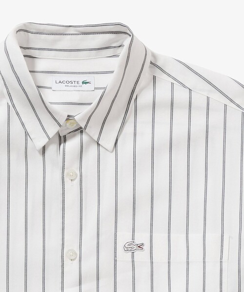 LACOSTE（ラコステ）の「オーバーサイズ ストライプレギュラーカラー 長袖シャツ（シャツ/ブラウス・メンズ・オフホワイト/ライトブルー・38/40/39/41）」の19枚目の写真