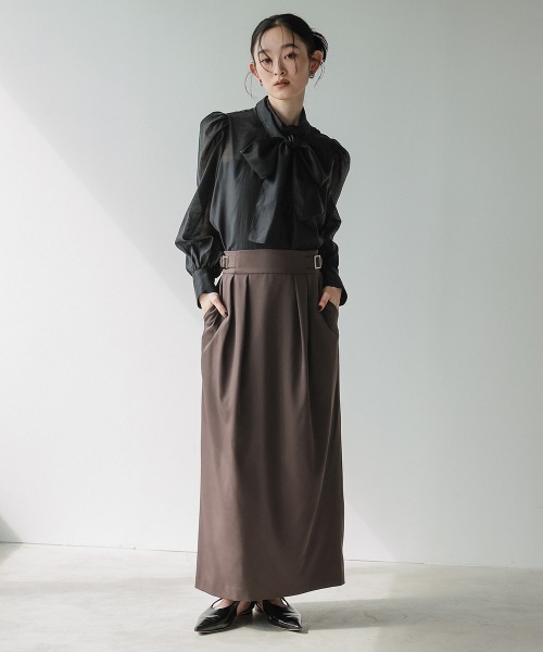 Callarus(カラルス)の「【セットアップ】フレンチスリーブデザインジレタイトロングスカートセットアップスーツ〔Callarus〕(セットアップ・レディース・ブラウン/ブラック・L/M/S/LL)」の12枚目の写真