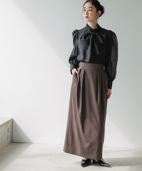 Callarus(カラルス)の「【セットアップ】フレンチスリーブデザインジレタイトロングスカートセットアップスーツ〔Callarus〕(セットアップ・レディース・ブラウン/ブラック・L/M/S/LL)」の13枚目の写真