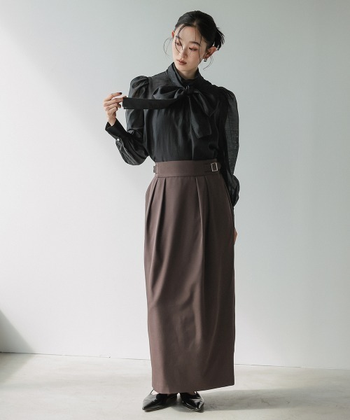 Callarus(カラルス)の「【セットアップ】フレンチスリーブデザインジレタイトロングスカートセットアップスーツ〔Callarus〕(セットアップ・レディース・ブラウン/ブラック・L/M/S/LL)」の14枚目の写真