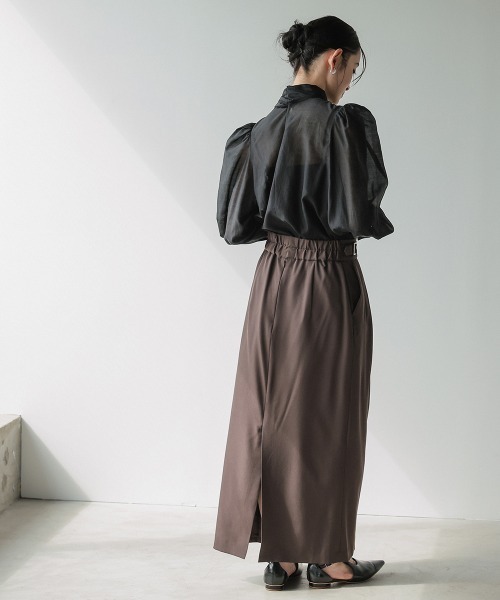 Callarus(カラルス)の「【セットアップ】フレンチスリーブデザインジレタイトロングスカートセットアップスーツ〔Callarus〕(セットアップ・レディース・ブラウン/ブラック・L/M/S/LL)」の16枚目の写真