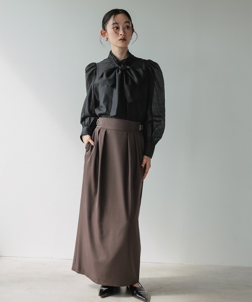 Callarus(カラルス)の「【セットアップ】フレンチスリーブデザインジレタイトロングスカートセットアップスーツ〔Callarus〕(セットアップ・レディース・ブラウン/ブラック・L/M/S/LL)」の17枚目の写真
