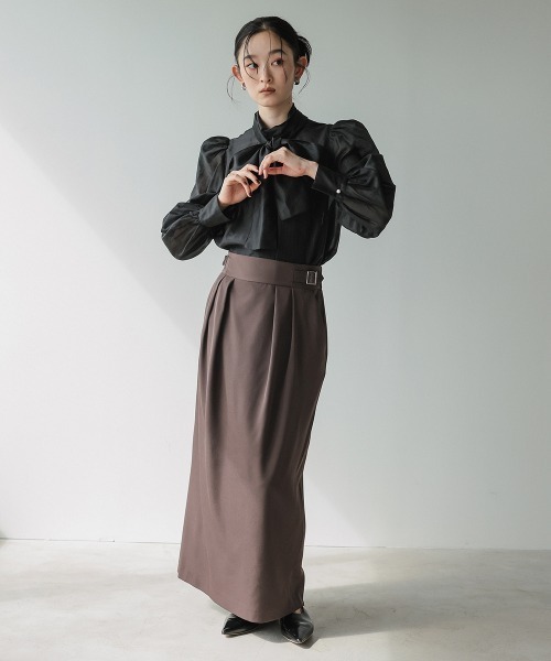 Callarus(カラルス)の「【セットアップ】フレンチスリーブデザインジレタイトロングスカートセットアップスーツ〔Callarus〕(セットアップ・レディース・ブラウン/ブラック・L/M/S/LL)」の19枚目の写真