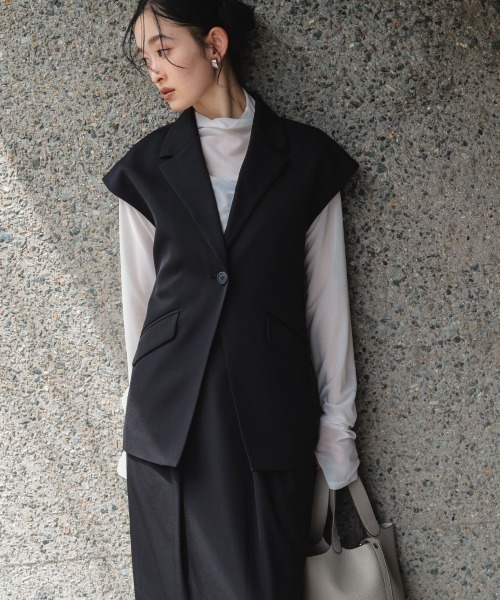 Callarus(カラルス)の「【セットアップ】フレンチスリーブデザインジレタイトロングスカートセットアップスーツ〔Callarus〕(セットアップ・レディース・ブラウン/ブラック・L/M/S/LL)」の21枚目の写真