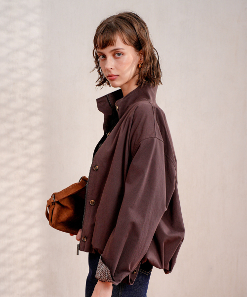 PIGMENT(ピグメント)の「バルーンチェック配色ジャケット (KYJP2605292)(テーラードジャケット・レディース・ブラウン/ネイビー・FREE)」の5枚目の写真