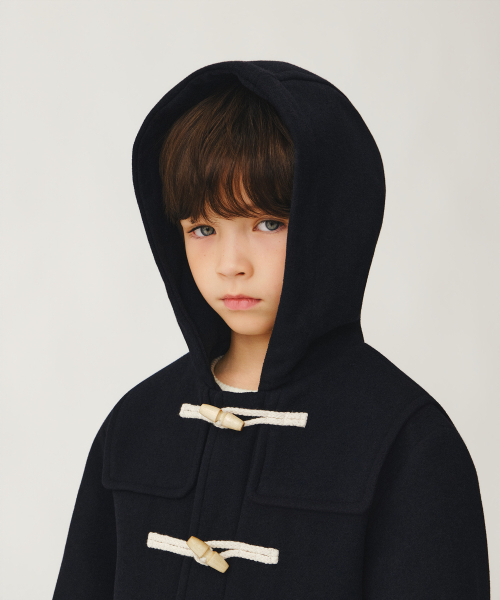 MUSINSA STANDARD KIDS（ムシンサスタンダードキッズ）の「ウールブレンドオーバーサイズダッフルコート[ネイビー]（チェスターコート・レディース・その他・120/130/140/150/160）」の3枚目の写真