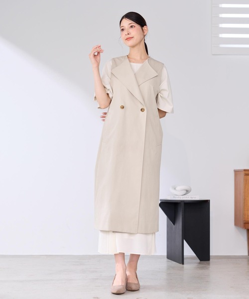 HALEINE（アレンヌ）の「[HALEINE]4WAY トレンチコート ロングベスト ショートジャケット 2点セット（トレンチコート・レディース・ベージュ・M）」の4枚目の写真