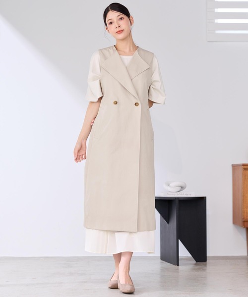 HALEINE（アレンヌ）の「[HALEINE]4WAY トレンチコート ロングベスト ショートジャケット 2点セット（トレンチコート・レディース・ベージュ・M）」の5枚目の写真