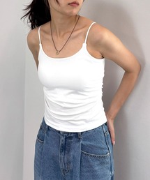 【ISOOK / アイスー】サイドギャザーキャミソール / カップ付き カップインキャミ タンクトップ インナー サイドギャザー シャーリング ドレープ レイヤード 重ね着