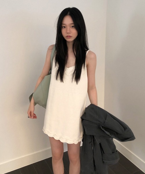 Girly Doll(ガーリードール)の「ニットキャミソールミニ丈ワンピース(ワンピース・レディース・ブラック/グレー/ホワイト・FREE)」の14枚目の写真