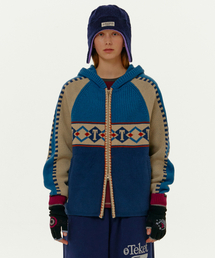 TEKET（テケット）の「T Argyle Knit Zip-Up Hoodie Blue（パーカー）」