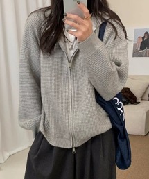 フード付きニットカーディガン