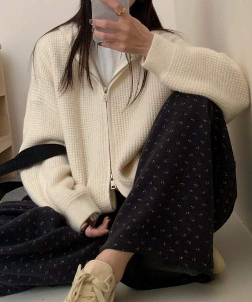 FLINEA(フリネア)の「フード付きニットカーディガン(カーディガン/ボレロ・レディース・オフホワイト/ピンク/ブルー/グレー・FREE)」の10枚目の写真
