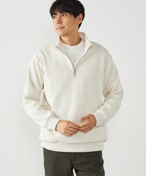 COMME CA ISM(コムサイズム)の「カットコール ハーフジップ(Tシャツ/カットソー・メンズ・ブラック/チャコール/ホワイト・L/M)」の1枚目の写真