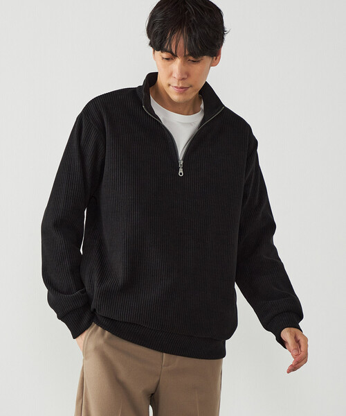 COMME CA ISM(コムサイズム)の「カットコール ハーフジップ(Tシャツ/カットソー・メンズ・ブラック/チャコール/ホワイト・L/M)」の2枚目の写真