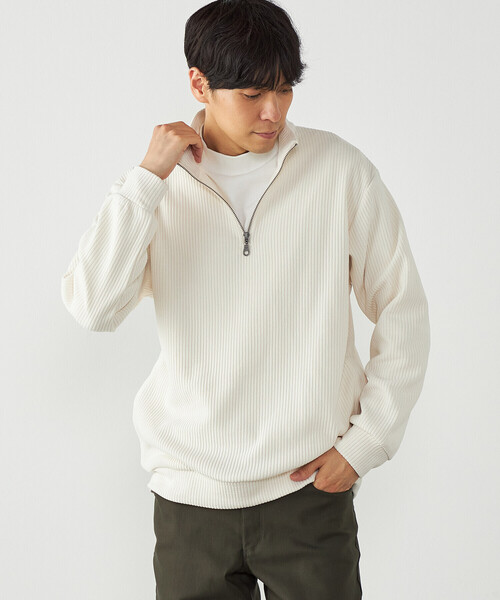 COMME CA ISM(コムサイズム)の「カットコール ハーフジップ(Tシャツ/カットソー・メンズ・ブラック/チャコール/ホワイト・L/M)」の15枚目の写真